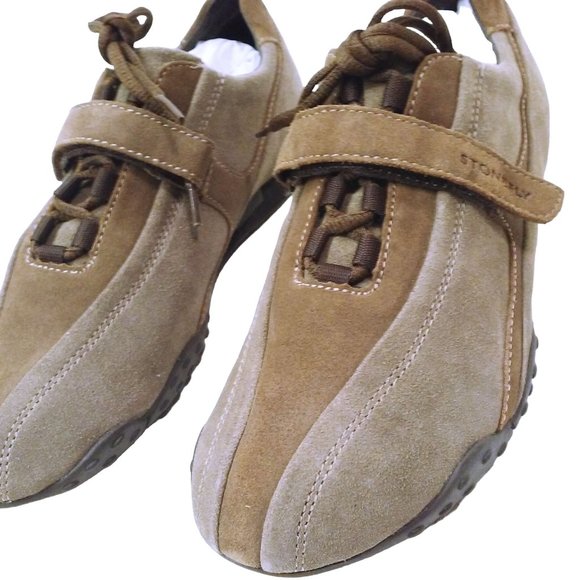 Stonefly Suede Leather Sneaker -38 LaceUp Strap Tread Two-Tone Brown Athleisure - Picture 7 of 10